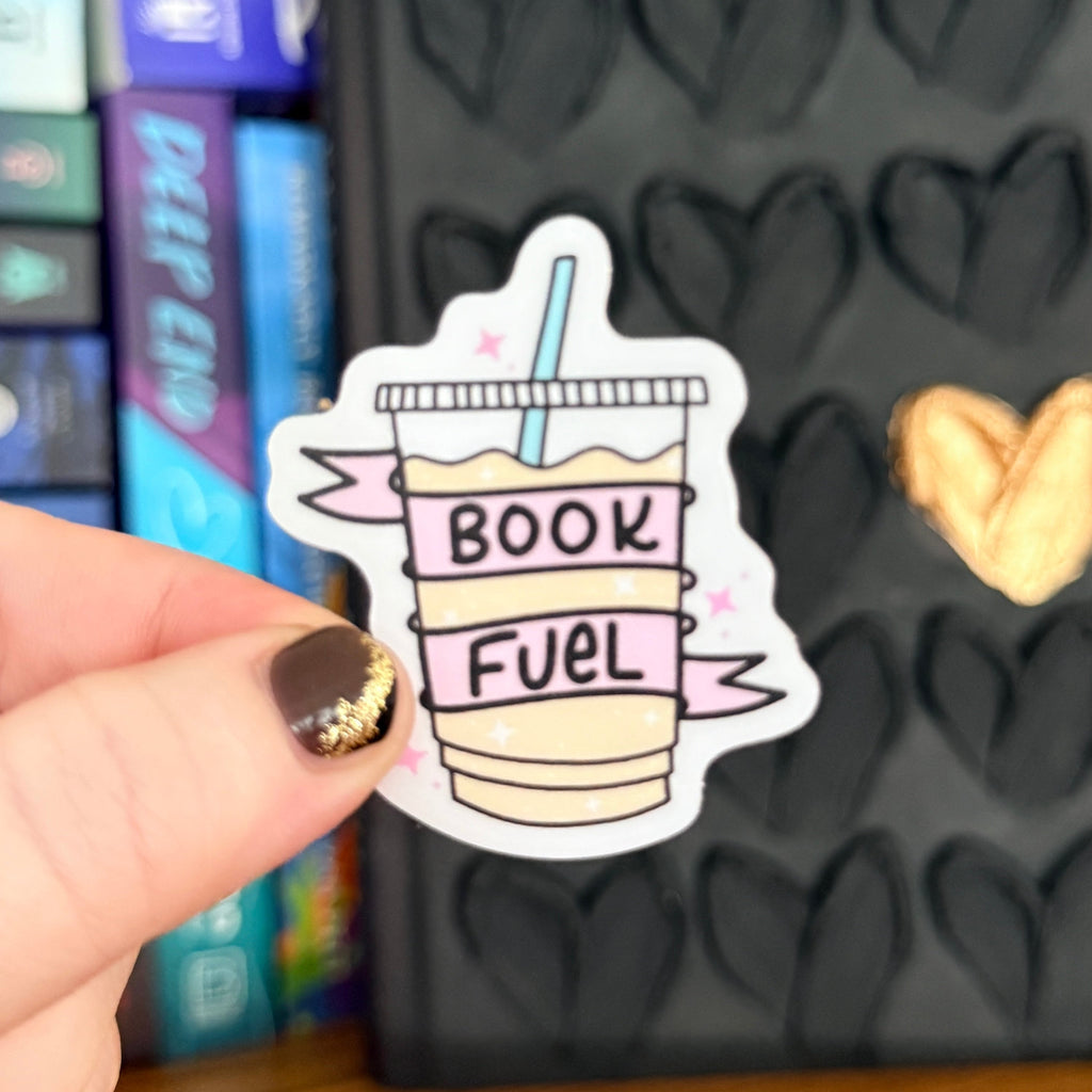 Book Fuel Iced Coffee Bookish Sticker | Permanent White Vinyl Decal
