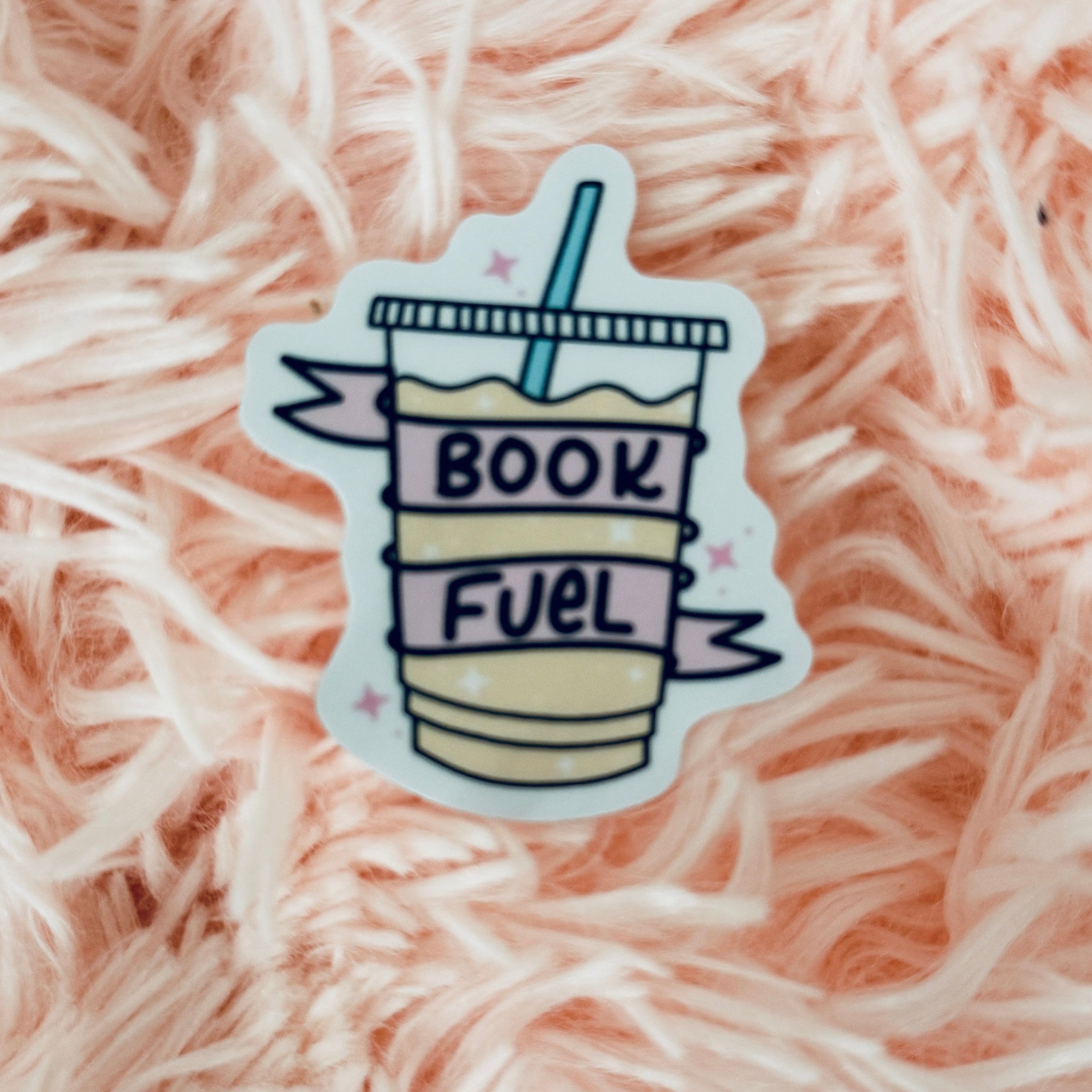 Book Fuel Iced Coffee Bookish Sticker | Permanent White Vinyl Decal
