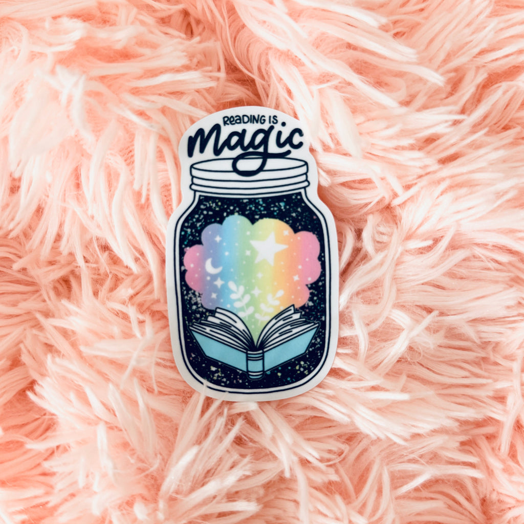 Reading is Magic Mason Jar Sticker / Semi-Permanent Decal