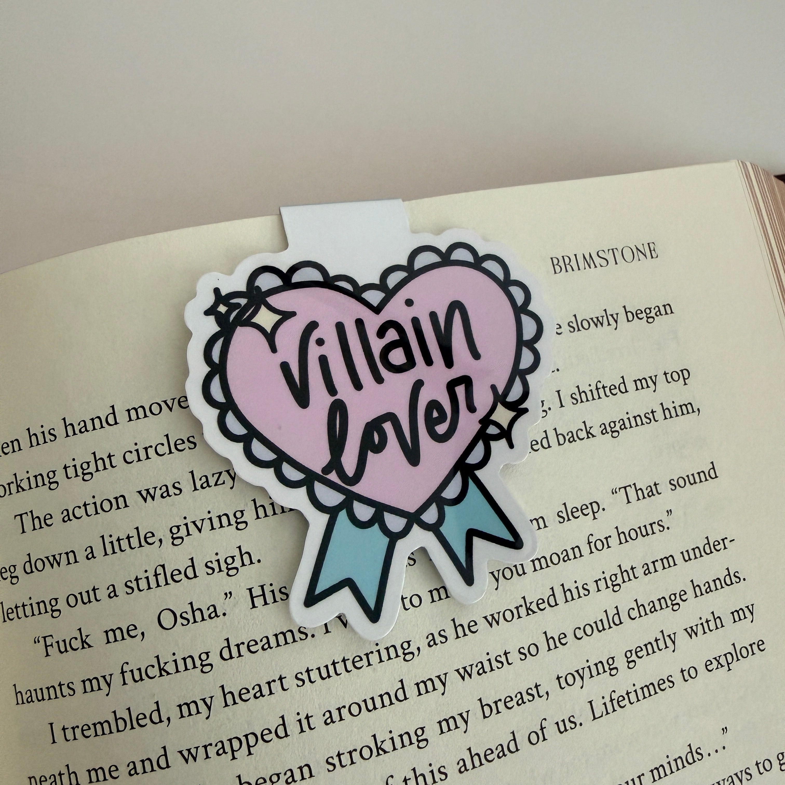 Magnetic Bookmark with "Villain Lover" handwritten - perfect for book lovers, reader gifts and villain lovers